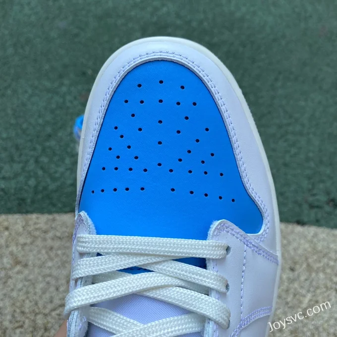 Air Jordan 1 Low FJ7219-441 White Blue Hand-Painted Hook Retro