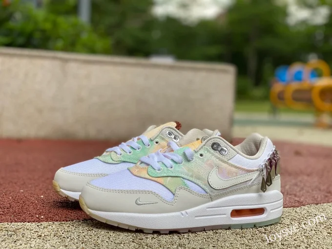 Nike Air Max 1 '87 White Green Pink Women's Running Shoes FJ7734-101