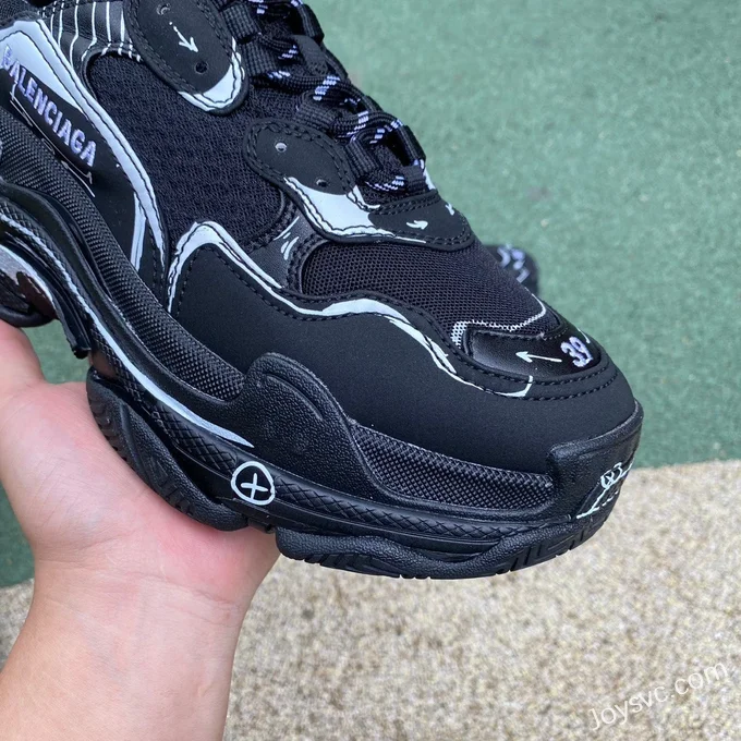 Balenciaga Black Graffiti Triple S Vintage Dad Shoes