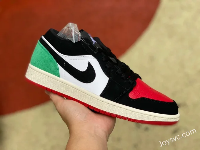 Air Jordan 1 Low FQ6703-100 Black Green Red Quai 54 Retro