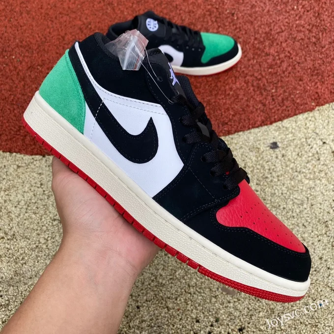 Air Jordan 1 Low FQ6703-100 Black Green Red Quai 54 Retro