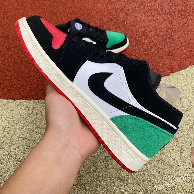 Air Jordan 1 Low FQ6703-100 Black Green Red Quai 54 Retro