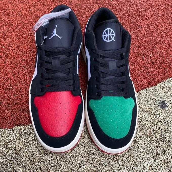 Air Jordan 1 Low FQ6703-100 Black Green Red Quai 54 Retro