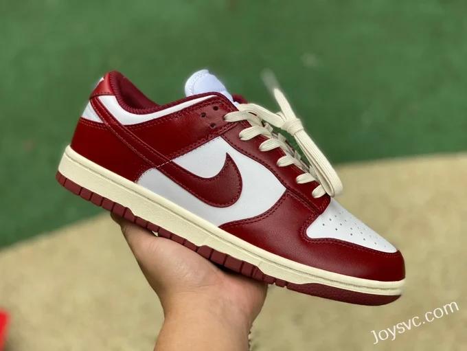 Pure Original Nike Dunk Low Red White Bordeaux Retro Sneakers FJ4555-100