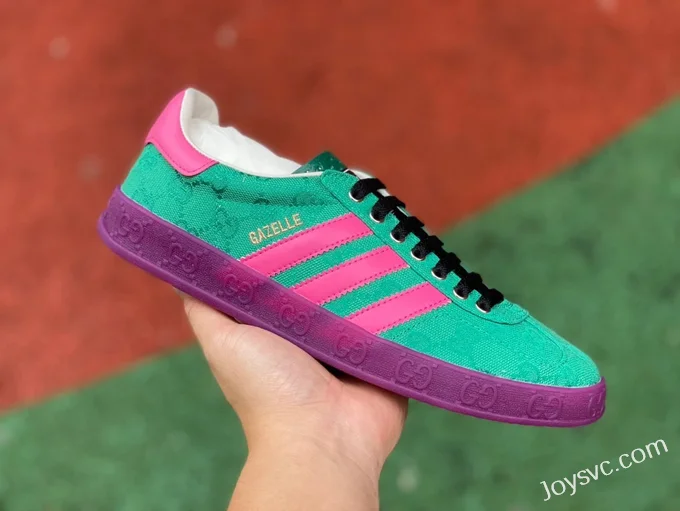 GUCCI x Adidas Originals Canvas Low-Top Lace-Up Sneakers in Green & Pink