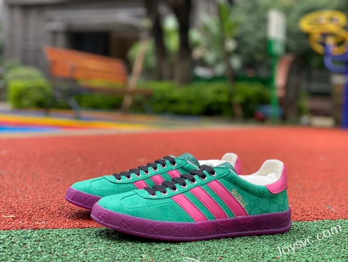 GUCCI x Adidas Originals Canvas Low-Top Lace-Up Sneakers in Green & Pink