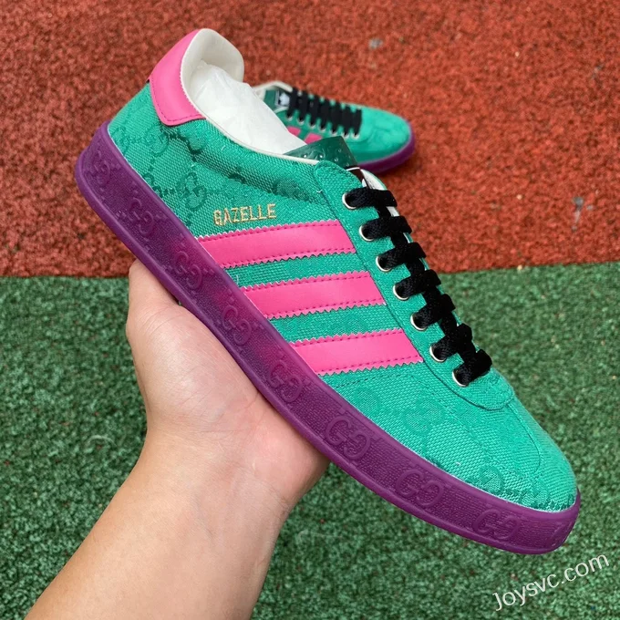 GUCCI x Adidas Originals Canvas Low-Top Lace-Up Sneakers in Green & Pink