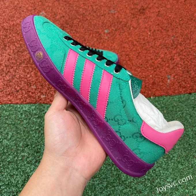 GUCCI x Adidas Originals Canvas Low-Top Lace-Up Sneakers in Green & Pink