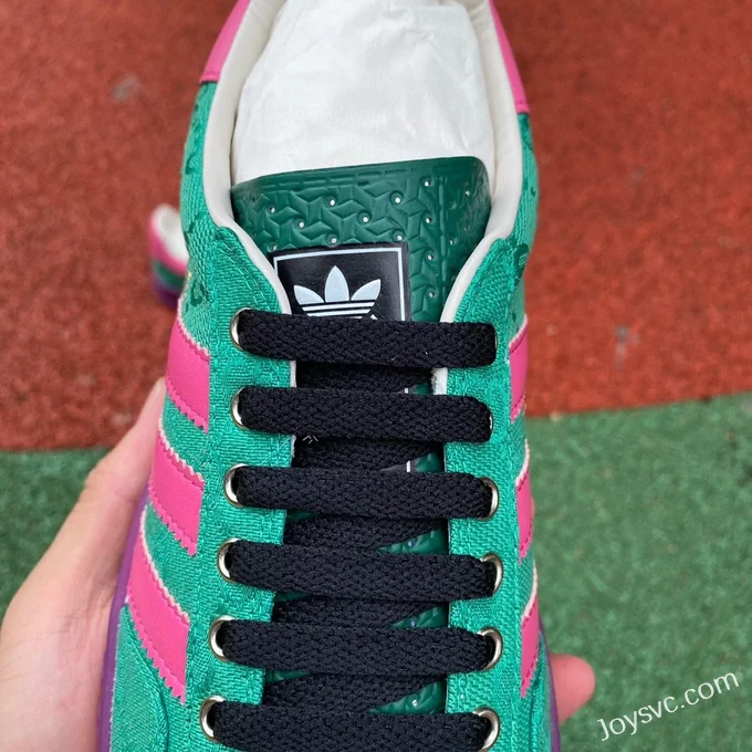 GUCCI x Adidas Originals Canvas Low-Top Lace-Up Sneakers in Green & Pink