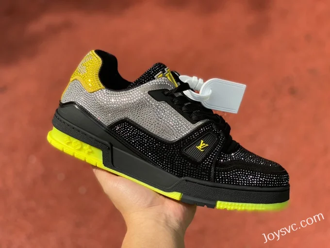 Louis Vuitton Trainer Water Diamond Black Yellow Guangzhou Version