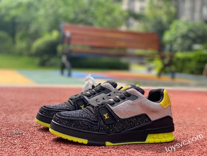 Louis Vuitton Trainer Water Diamond Black Yellow Guangzhou Version