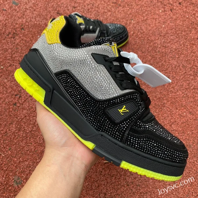 Louis Vuitton Trainer Water Diamond Black Yellow Guangzhou Version