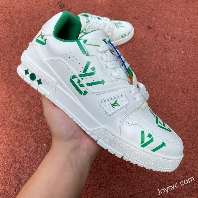 Louis Vuitton Trainer White Green Print