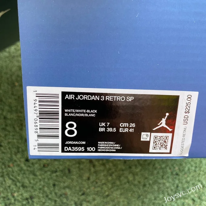 Air Jordan 3 x Fragment DA3595-100 Black White