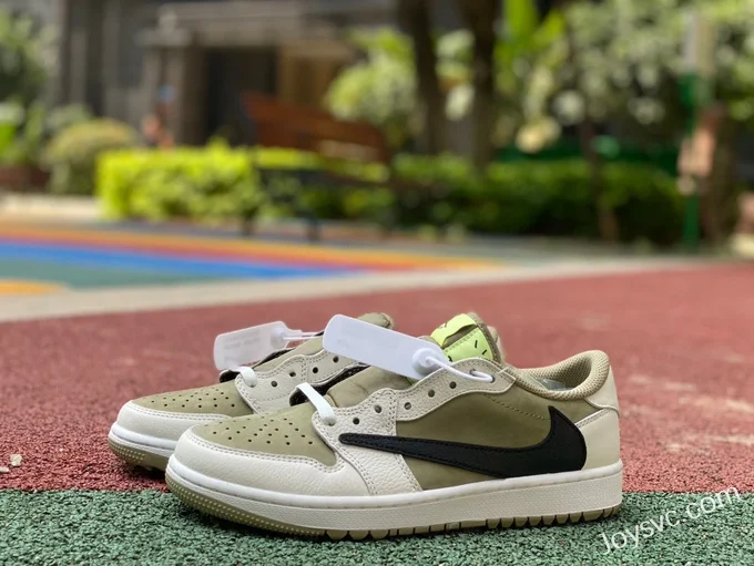 Travis Scott x Air Jordan 1 Low FZ3124-200 Grey Matcha Green Reverse Swoosh