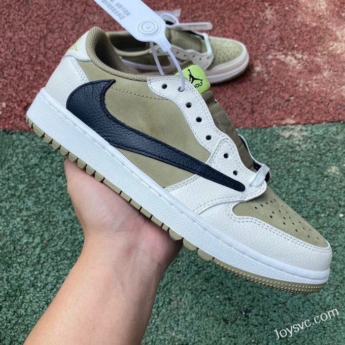 Travis Scott x Air Jordan 1 Low FZ3124-200 Grey Matcha Green Reverse Swoosh