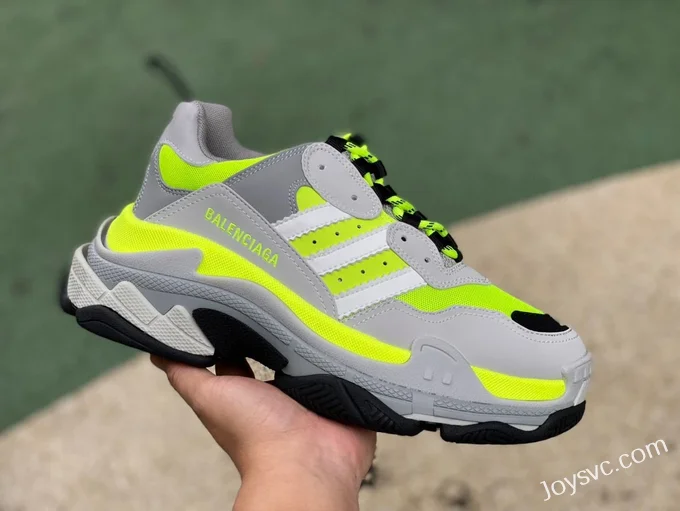 Balenciaga Grey Green Triple S Vintage Dad Shoes