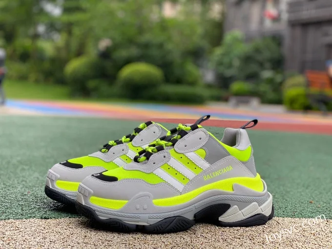 Balenciaga Grey Green Triple S Vintage Dad Shoes