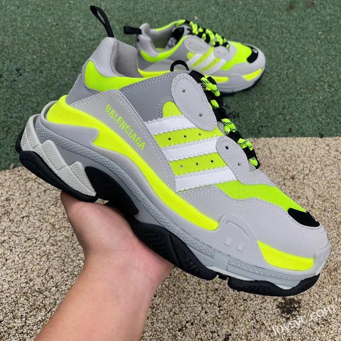 Balenciaga Grey Green Triple S Vintage Dad Shoes