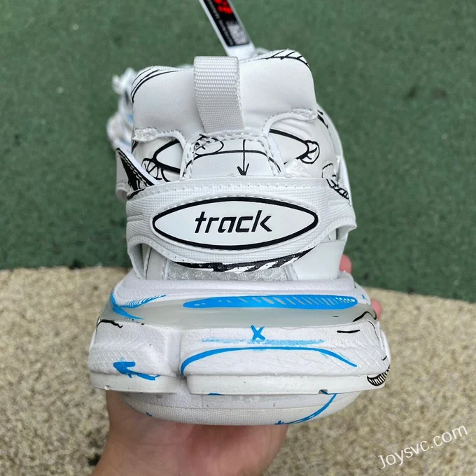 Balenciaga Track 1.0 White Blue Graffiti Sneakers