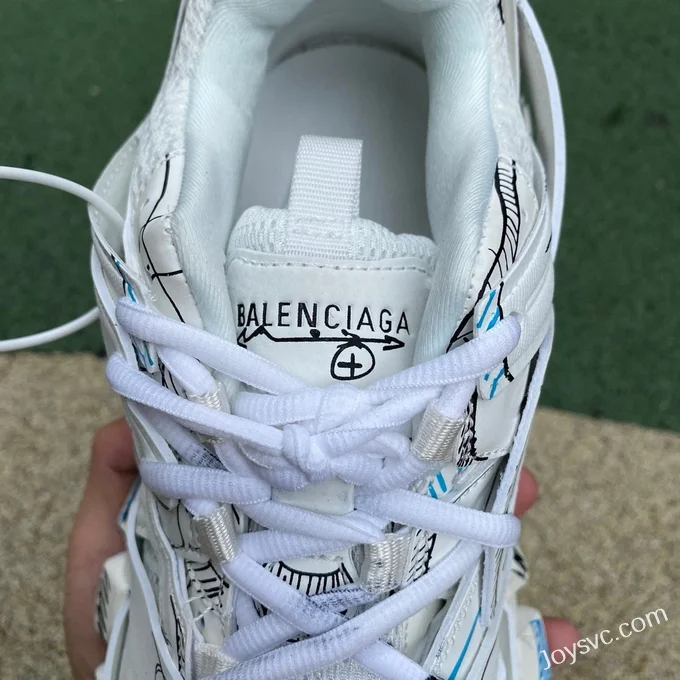 Balenciaga Track 1.0 White Blue Graffiti Sneakers