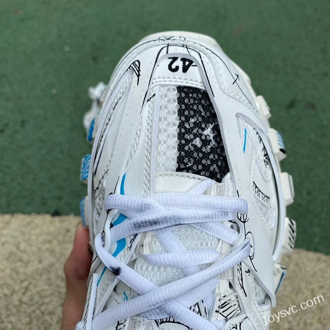 Balenciaga Track 1.0 White Blue Graffiti Sneakers