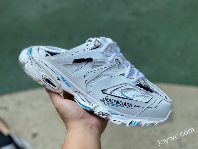 Balenciaga White Graffiti Slides Triple S Vintage Dad Shoes