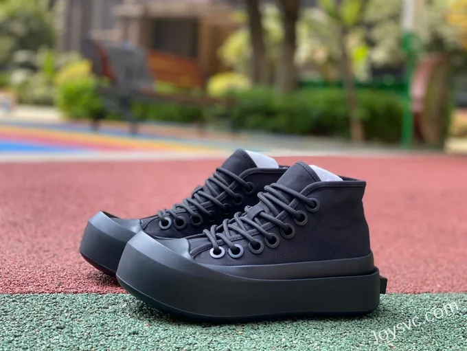 Bottega Veneta Mid Top Black Nylon High Top Lace-Up Fashion Sneakers Men Black