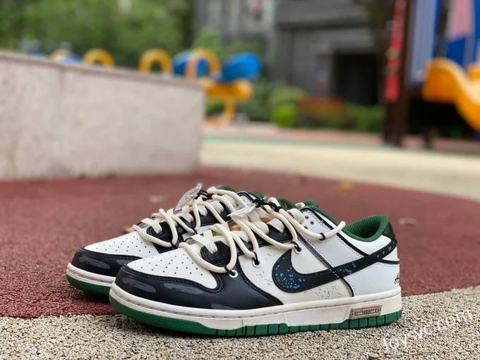 Nike Dunk Low Black White Green Deconstructed DD1391-300