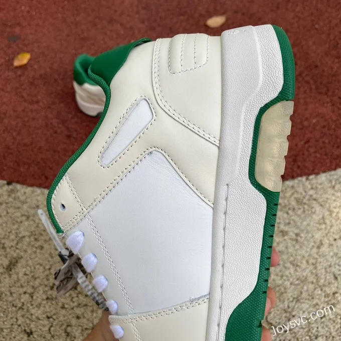 OFF-WHITE White Green Leather Sneakers