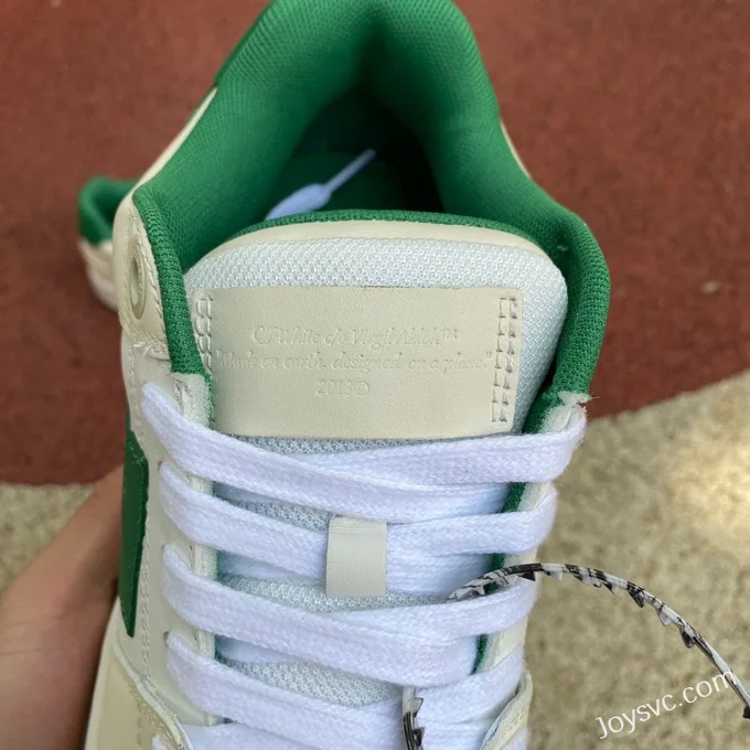 OFF-WHITE White Green Leather Sneakers