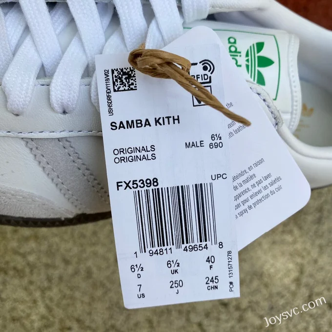 Adidas x KITH Samba White Green Retro Sneakers FX5398