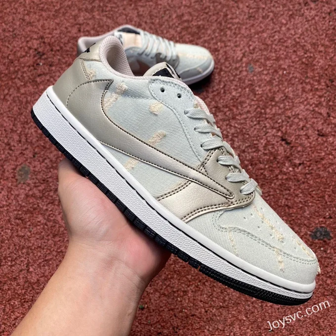 Travis Scott x Air Jordan 1 Low DM7866-815 Denim Ripped Reverse Swoosh