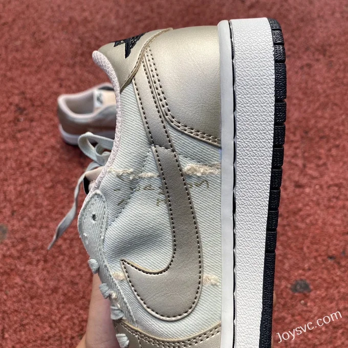 Travis Scott x Air Jordan 1 Low DM7866-815 Denim Ripped Reverse Swoosh