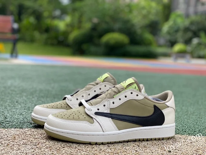 Travis Scott x Air Jordan 1 Low FZ3124-200 Avocado Pure Version