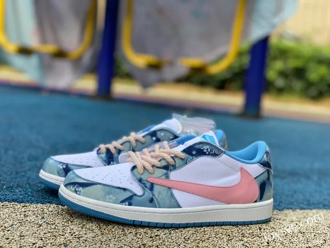 Travis Scott x Air Jordan 1 Low DM7866-932 Denim Pink Reverse Swoosh