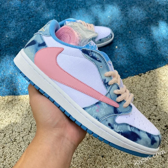 Travis Scott x Air Jordan 1 Low DM7866-932 Denim Pink Reverse Swoosh