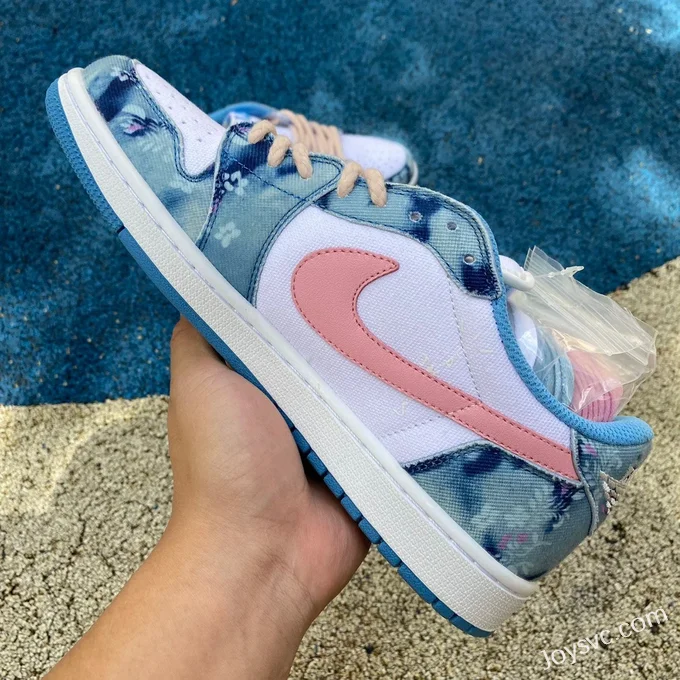 Travis Scott x Air Jordan 1 Low DM7866-932 Denim Pink Reverse Swoosh