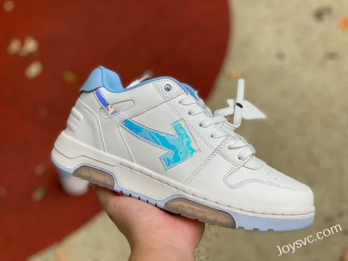 OFF-WHITE White Blue Laser Leather Sneakers