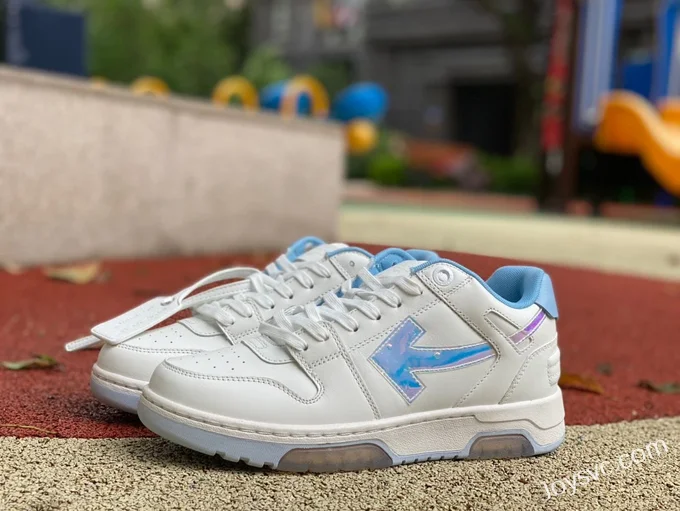 OFF-WHITE White Blue Laser Leather Sneakers