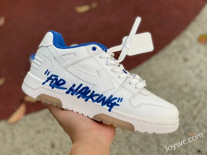 OFF-WHITE White Blue Leather Sneakers