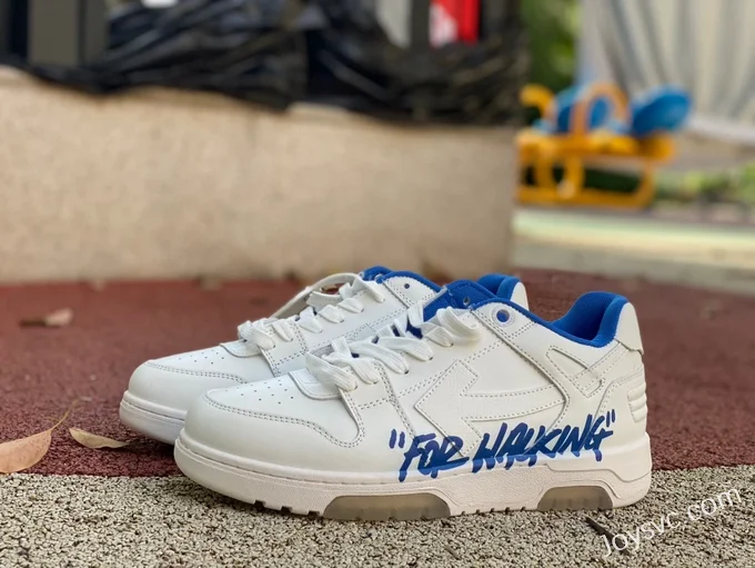 OFF-WHITE White Blue Leather Sneakers