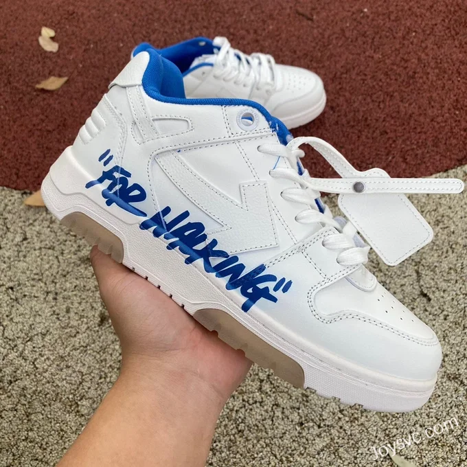 OFF-WHITE White Blue Leather Sneakers