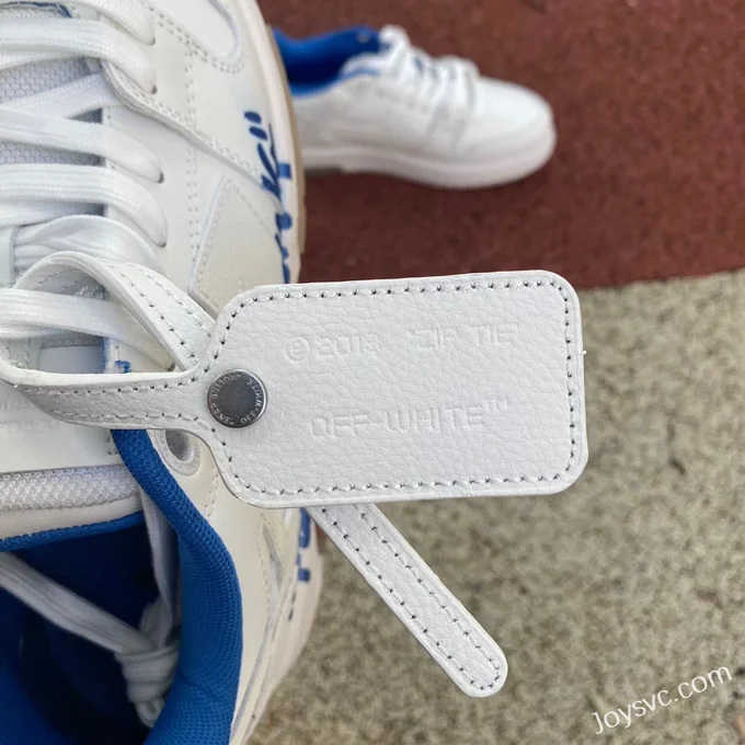 OFF-WHITE White Blue Leather Sneakers