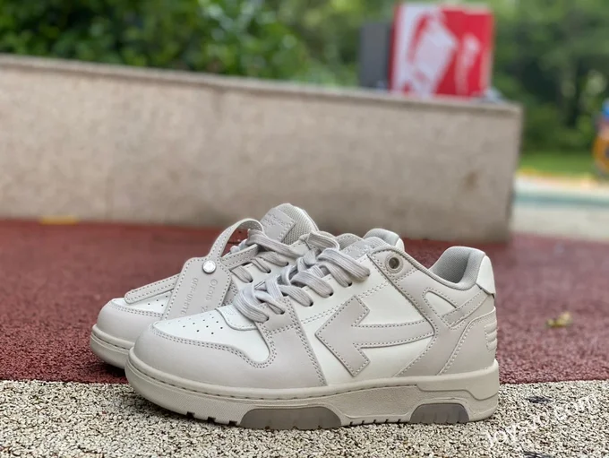 OFF-WHITE White Grey Leather Sneakers