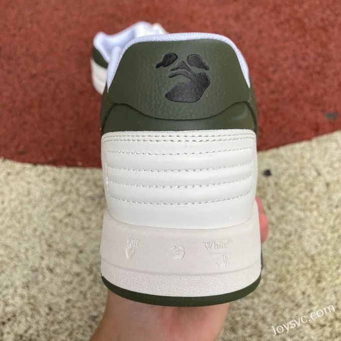 OFF-WHITE White Army Green Leather Sneakers