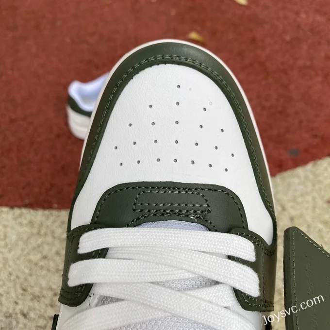 OFF-WHITE White Army Green Leather Sneakers