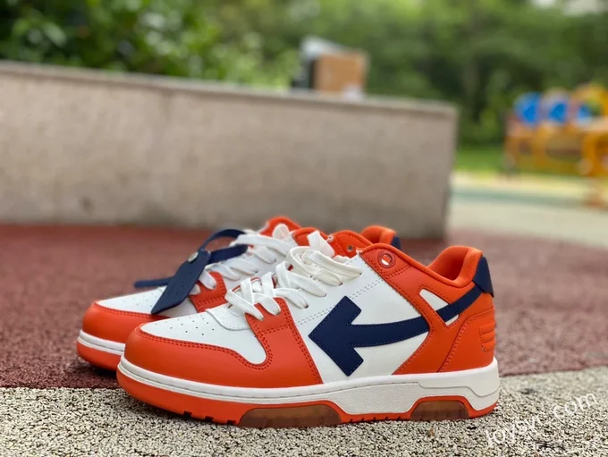 OFF-WHITE White Orange Blue Leather Sneakers