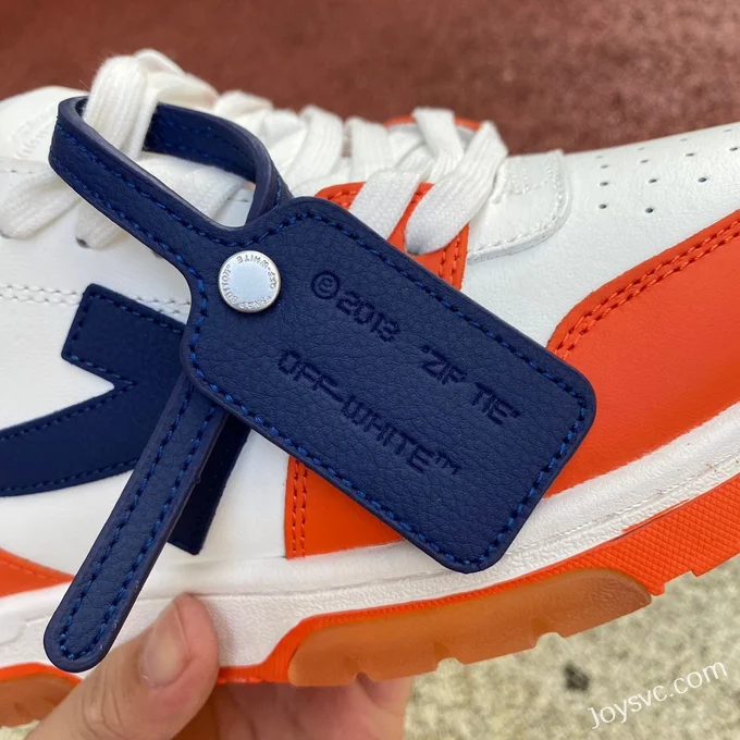 OFF-WHITE White Orange Blue Leather Sneakers