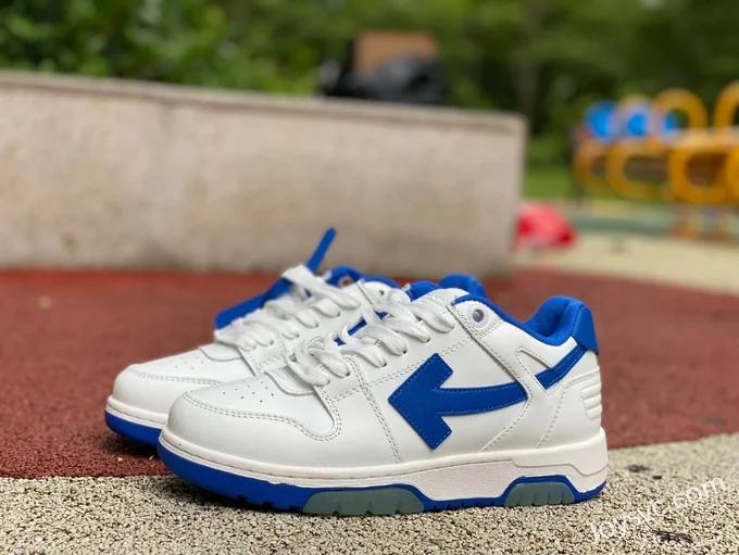 OFF-WHITE White Blue Leather Sneakers